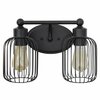 Lalia Home Ironhouse Two Light Industrial Decorative Cage Vanity Wall Mounted Fixture, Black LHV-1012-BK